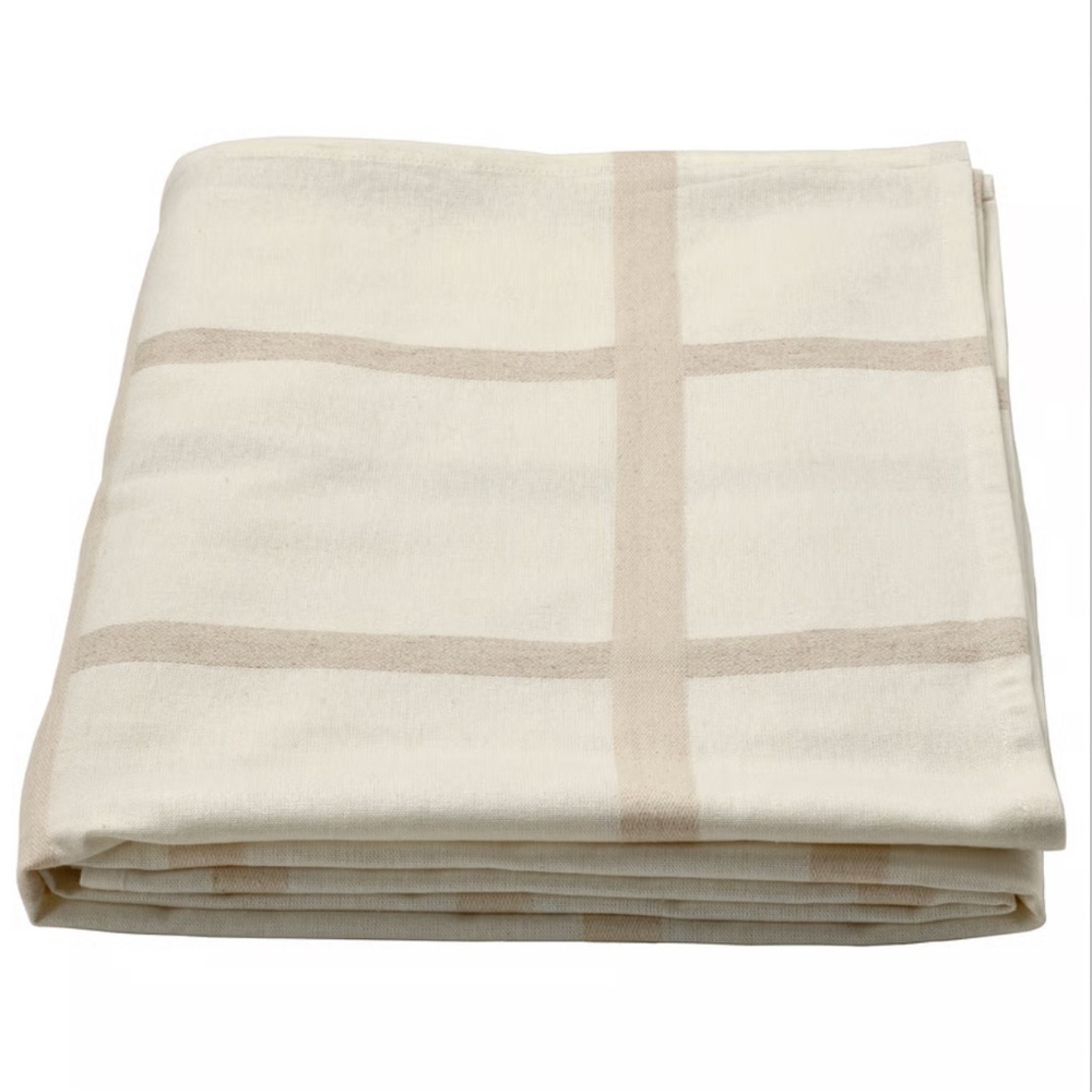 IKEA NISSÖGA NISSOGA Tablecloth, Beige/White, 57"x94" (005.550.33) NEW